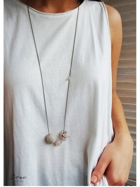 ErniDesign necklace | TWO BUBBLE - LIGHT ROSE QUARTZ